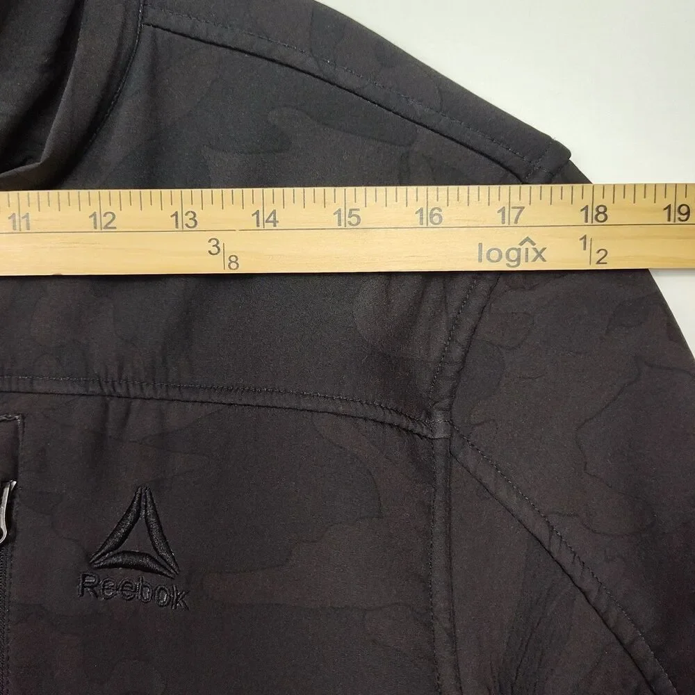 Reebock Full-Zip Jacket Boys Size 14/16 Black Camo Pattern Zipped‎ Pockets